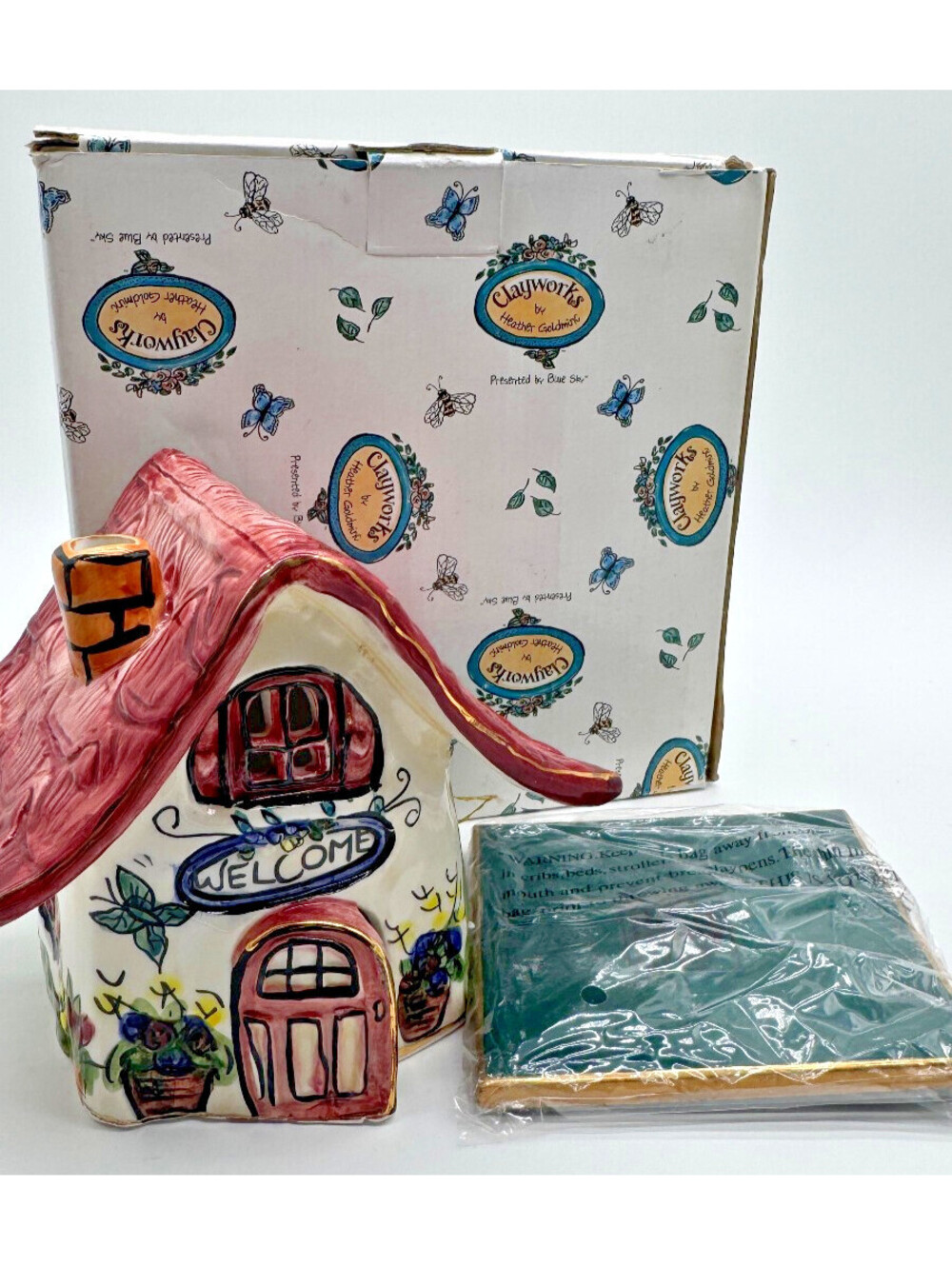 2001 Blue Sky Clayworks Heather Goldminc Welcome Home House Box Base